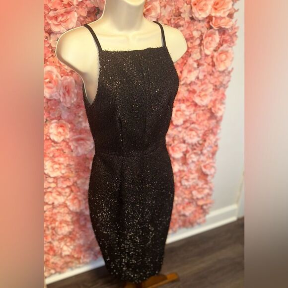 H&M (4) Black Dress with Slit in Back - Picture 3 of 9